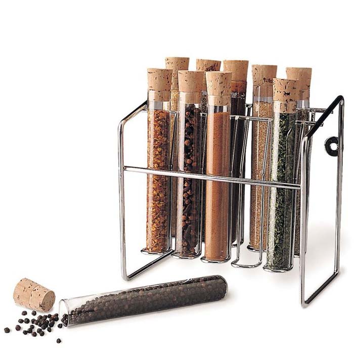 Glass Test Tube Spice Storage Set #spicerackideas #decorhomeideas