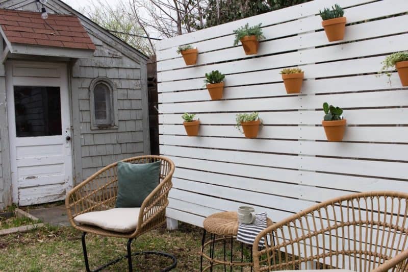 Horizontal Privacy Fence With Planters