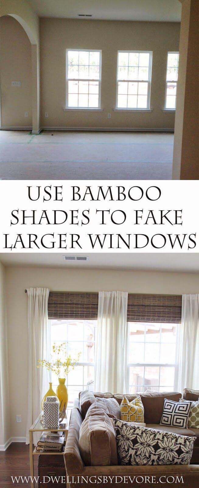 How to Fake Floor-To-Ceiling Windows #livingroommakeovers #decorhomeideas