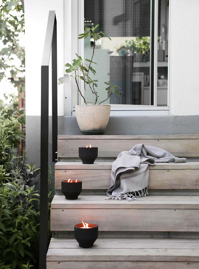 Matte Charcoal Black Low Profile Candle Basins #backyardlightingideas #decorhomeideas