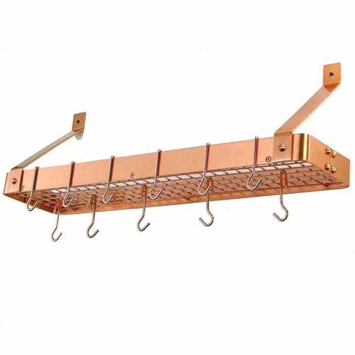 Old Dutch Copper Cookware Rack with Grid #potsandpansorganizer #decorhomeideas