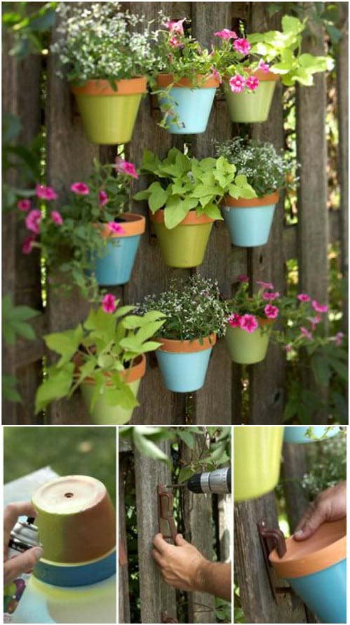 Painted Terra Cotta Plant Hangers #gardenfencedecoration #decorhomeideas