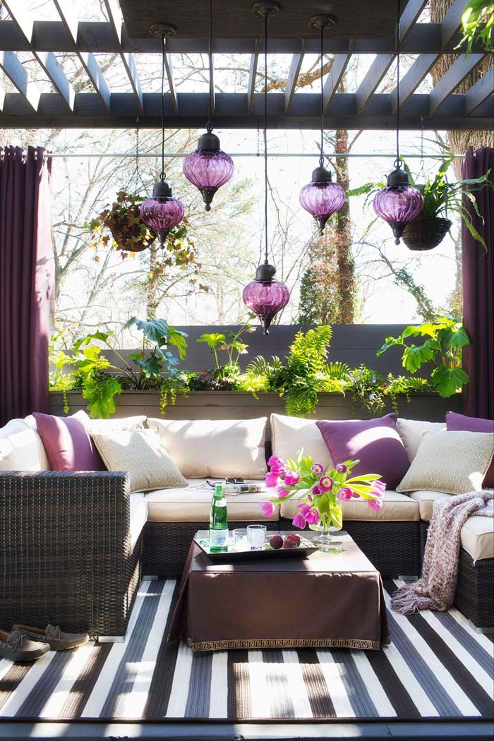 Pretty Purple Hanging Moroccan Lanterns #backyardlightingideas #decorhomeideas