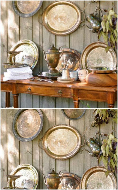 Repurposed Silver Trays #gardenfencedecoration #decorhomeideas