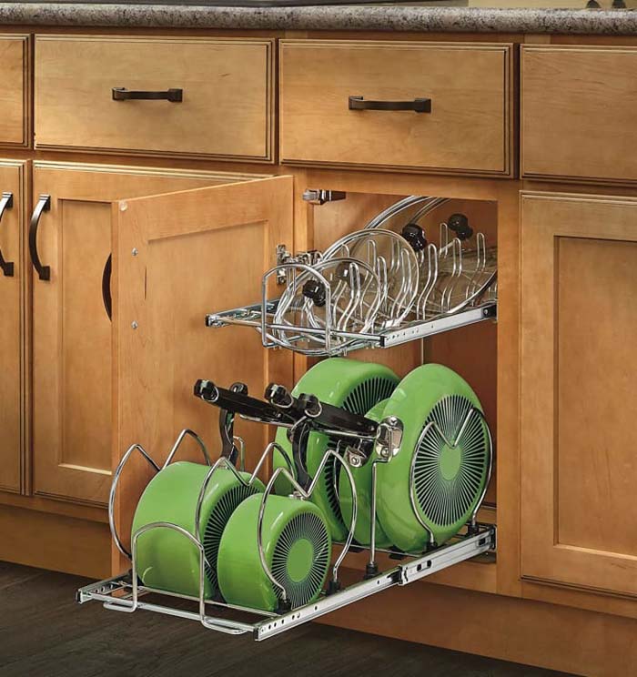 Rev-A-Shelf Pull-Out 2-Tier Base Cabinet Cookware Organizer #potsandpansorganizer #decorhomeideas