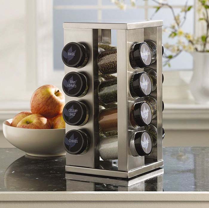 Revolving Countertop Spice Rack #spicerackideas #decorhomeideas