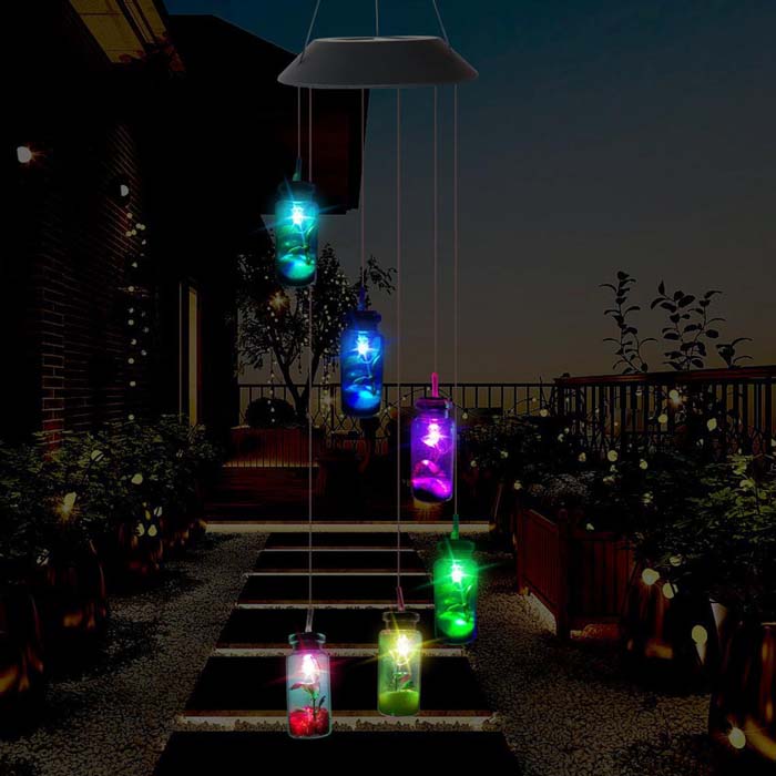 Single Stem Rose Light Unique Wind Chime #backyardlightingideas #decorhomeideas