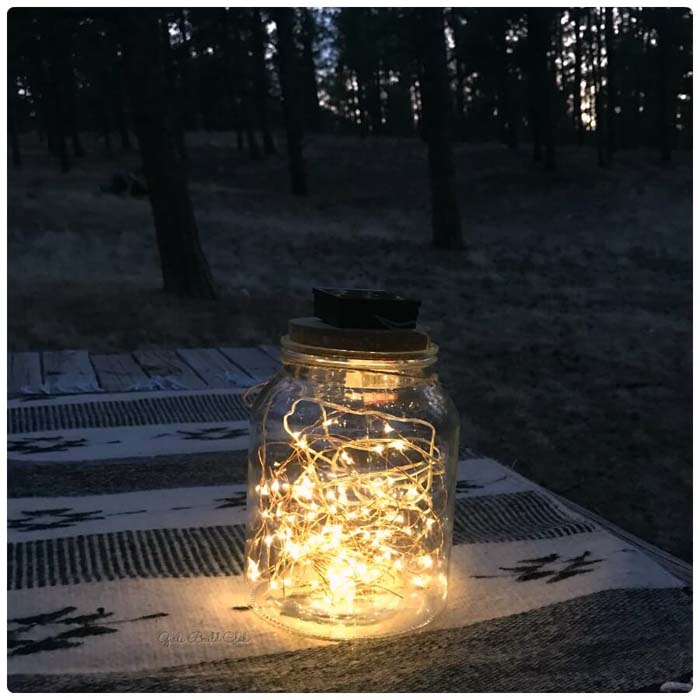 Sparkling and Pretty Fairy Light Filled Jar #backyardlightingideas #decorhomeideas