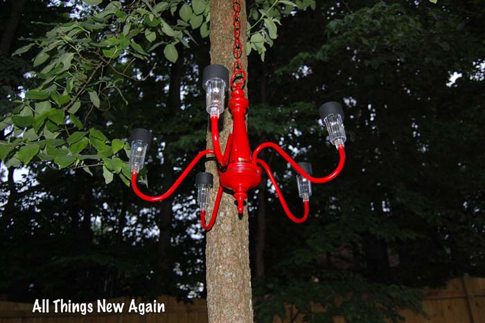 Stunning Solar Bright Red Backyard Chandelier #backyardlightingideas #decorhomeideas