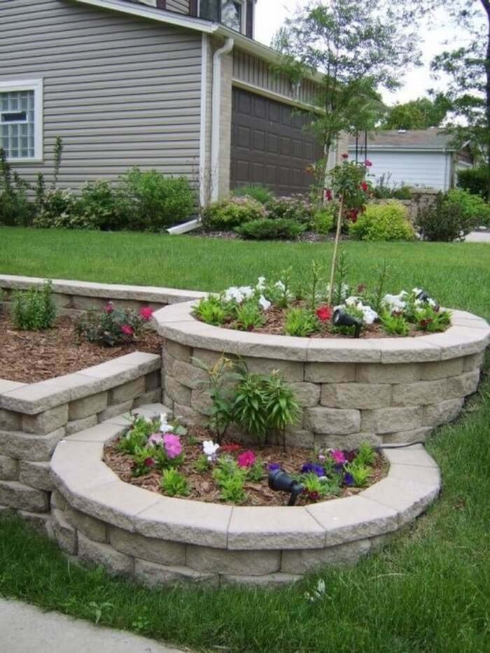 Tiered Block Beds #frontyardlandscapingideas #decorhomeideas