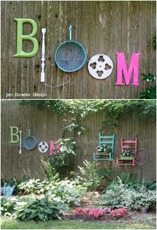 Upcycled Junk Garden Fence #gardenfencedecoration #decorhomeideas