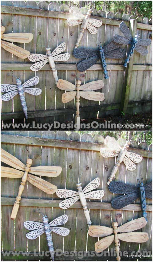 Upcycled Table Leg Dragonflies #gardenfencedecoration #decorhomeideas