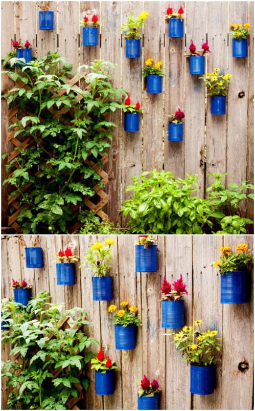 Upcycled Tin Can Planters #gardenfencedecoration #decorhomeideas