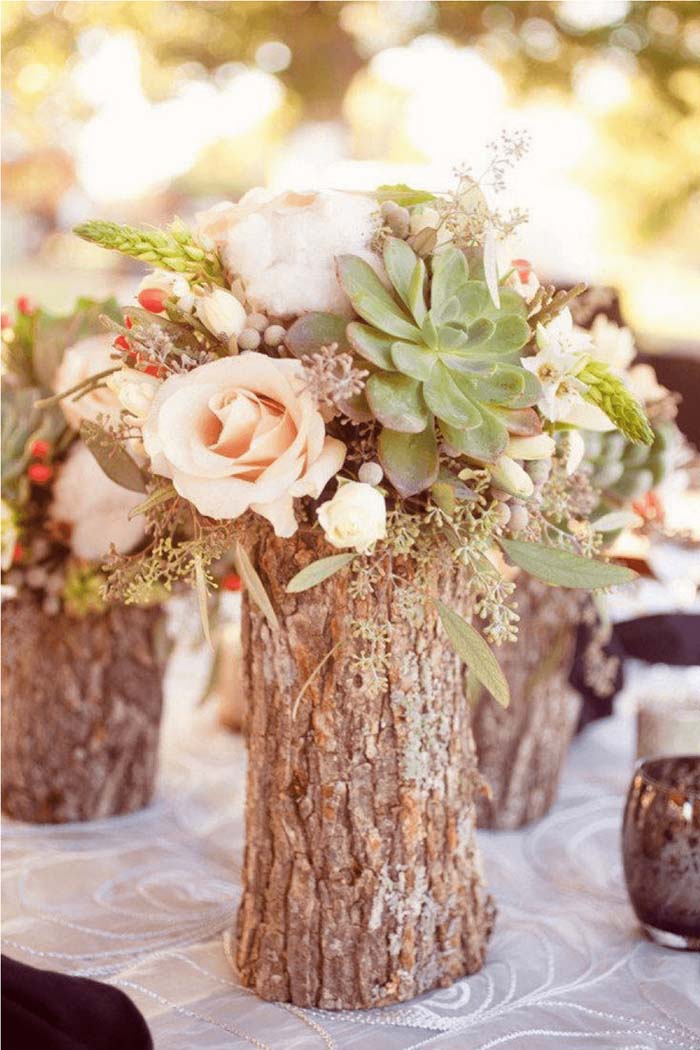 Woodsy Fallen Log Flower Vases #flowerarrangementsideas #flowerarrangement #decorhomeideas