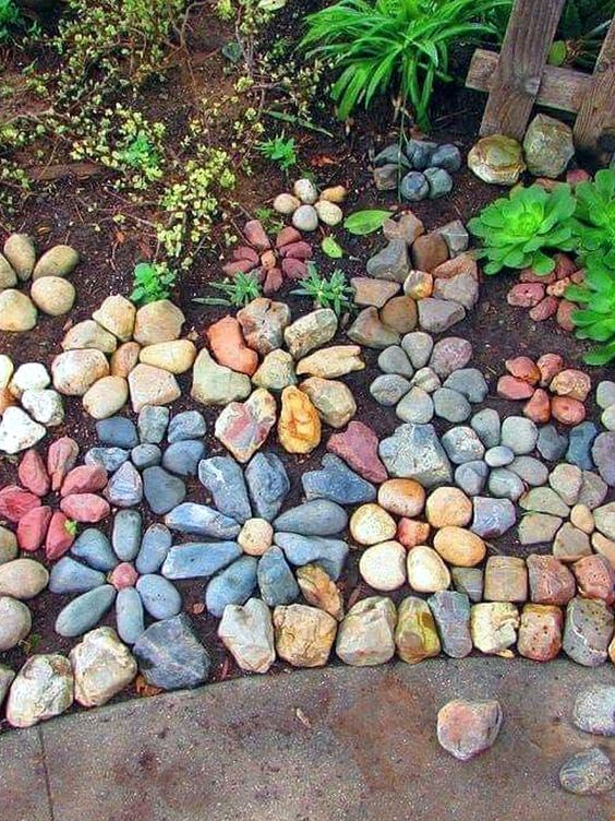 Beauty Of Stone Flowers #riverrocklandscaping #decorhomeideas