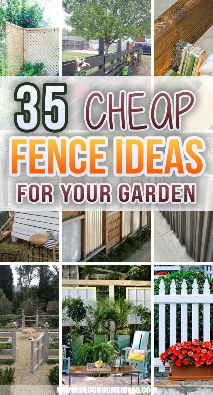 Best Cheap Fence Ideas. Let me show you some cheap fence ideas that will keep wild animals, intruders and noisy neighbors off your garden while improving your yard aesthetic. #decorhomeideas