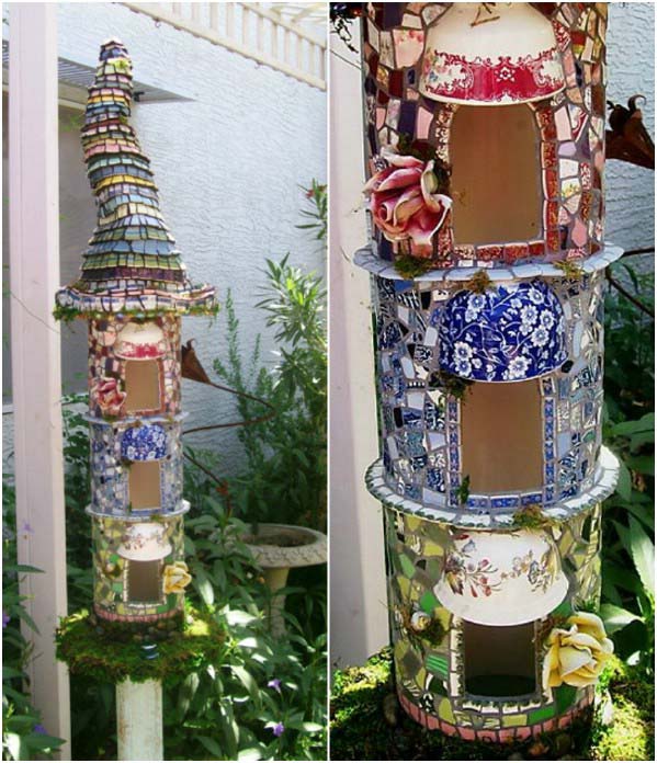 Broken China Fairy House #brokenglassart #decorhomeideas