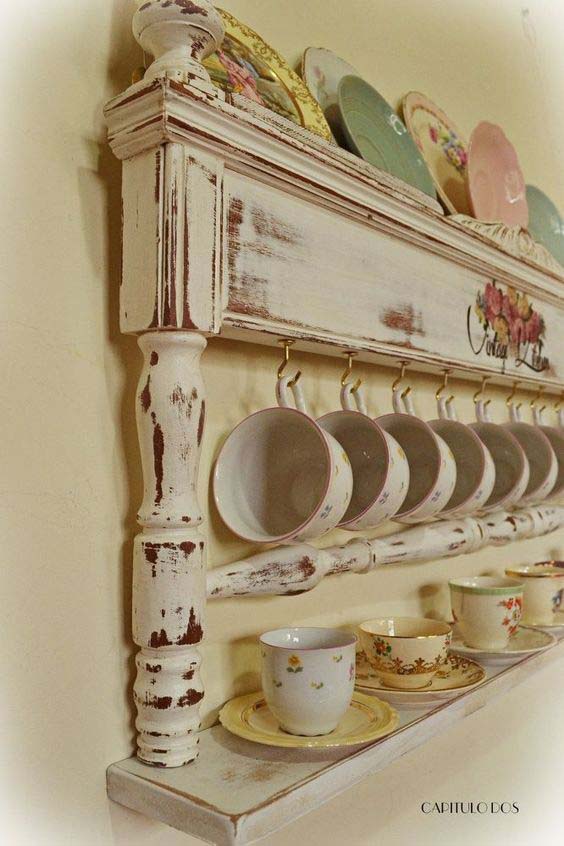 China Display From an Old Bed Frame #vintage #storageideas #decorhomeideas