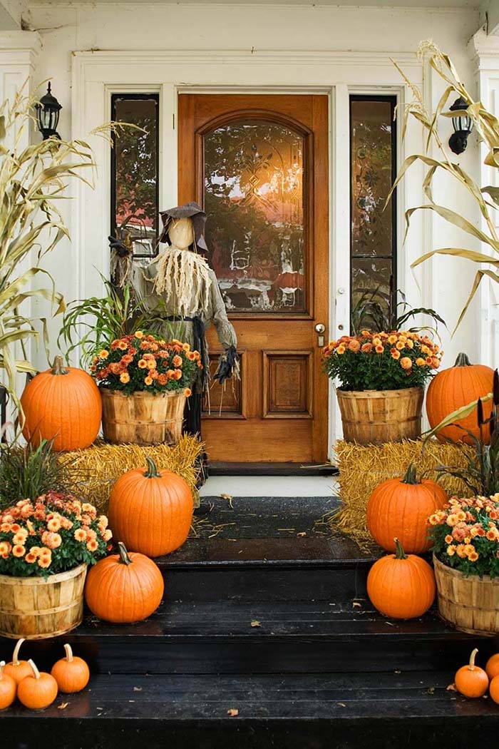 Country Porch Display With Scarecrow