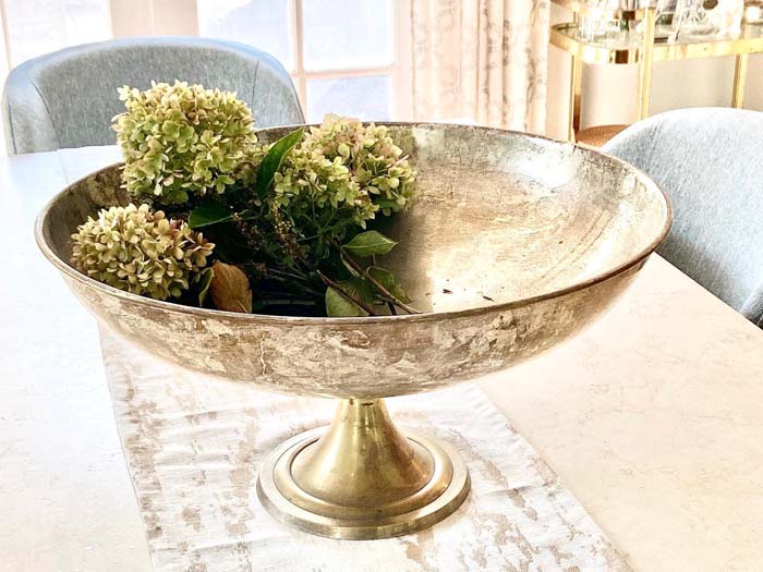 Decorative Dish and Plants #diningtablecenterpiece #decorhomeideas