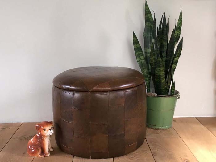 60's Faux Leather Ottoman Storage #vintage #storageideas #decorhomeideas