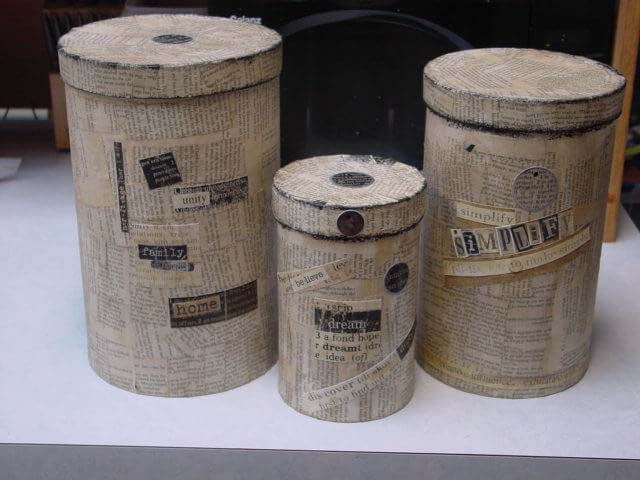 Paper Mache Book Page Canister Covers #vintage #storageideas #decorhomeideas