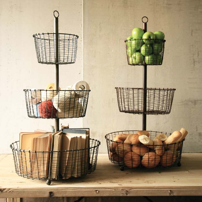 Three-tiered Wire Storage Racks #vintage #storageideas #decorhomeideas