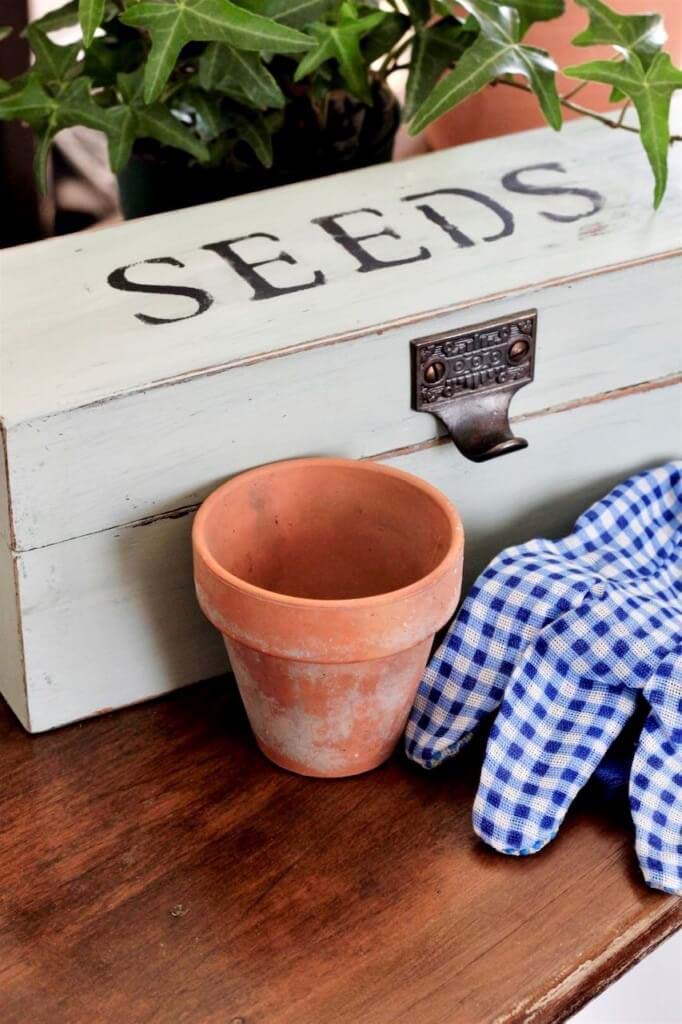 Upcycled Thrift Store Seed Box #vintage #storageideas #decorhomeideas