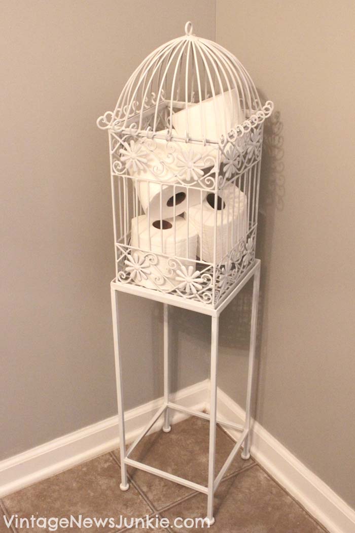 Vintage Birdcage Storage Basket #vintage #storageideas #decorhomeideas