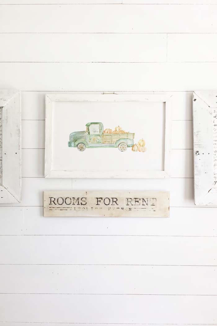 Vintage Green Old Truck Fall Print #fallfarmhousedecor #decorhomeideas