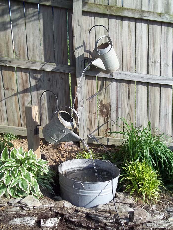 Watering Can Fountain #diywaterfountain #decorhomeideas