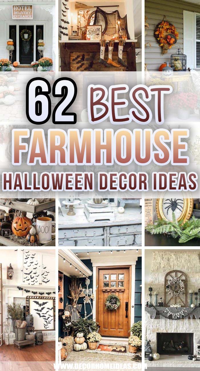 Best Farmhouse Halloween Decor Ideas. Get ready for Halloween with these super creative farmhouse-inspired Halloween decorations - front porches, mantels and wall decors. #decorhomeideas