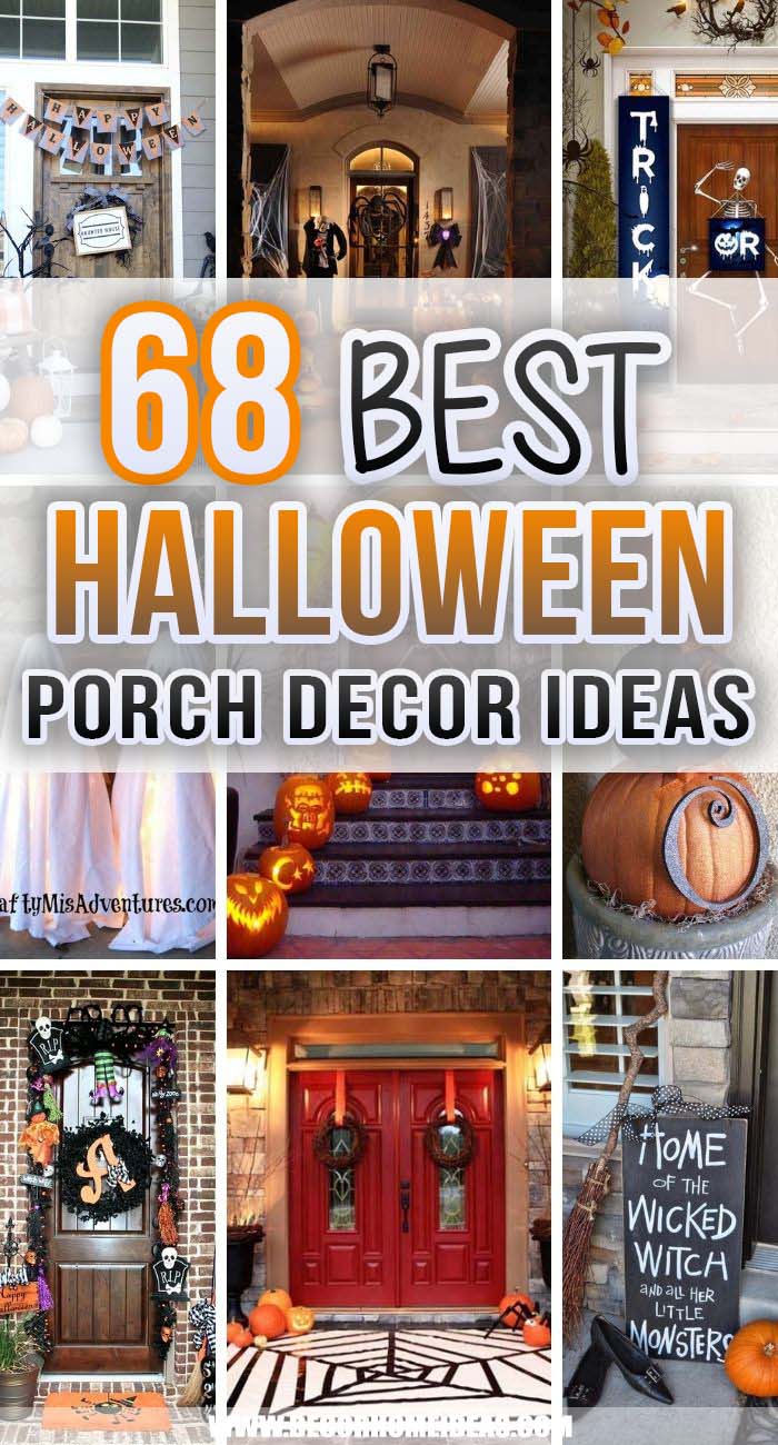 Best Halloween Porch Decor Ideas. Decorate your front porch for Halloween with these super creative Halloween porch decor ideas, that include ghosts, spiders, crows, skeletons, witches & pumpkins. #decorhomeideas