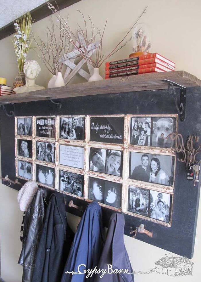 China Cabinet Photo Frame and Coat Rack #repurpose #olddoors #decorhomeideas