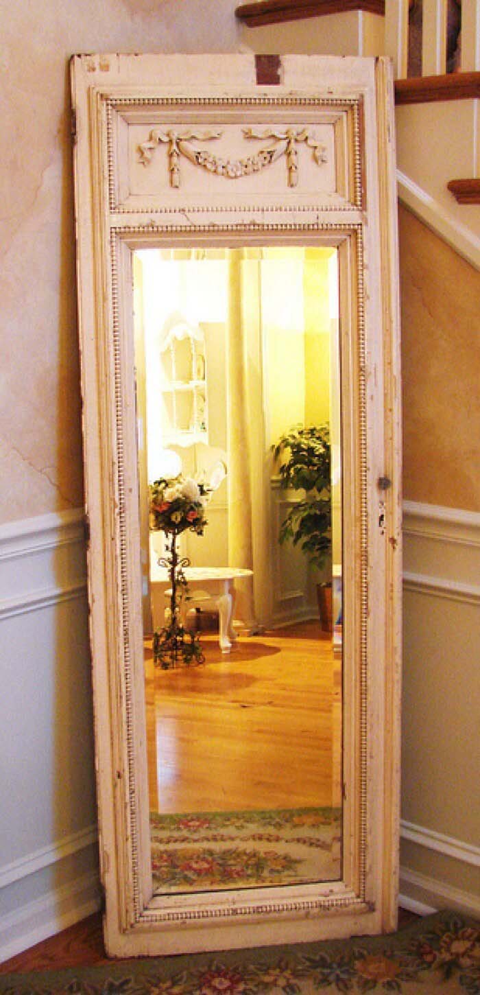 Classical Panel Framed Full-Length Mirror #repurpose #olddoors #decorhomeideas