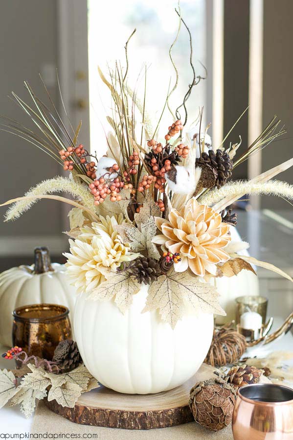 7. DIY Pumpkin Vase #rusticfall #decorhomeideas