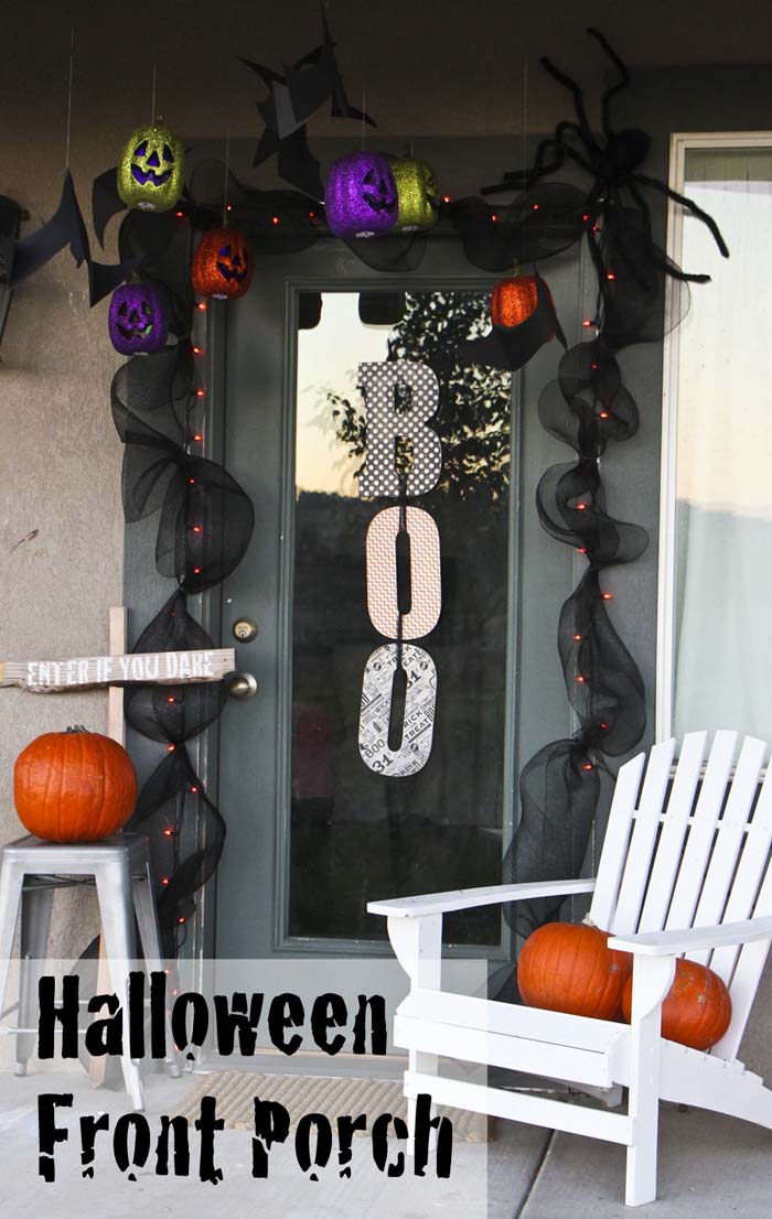 11. Enter Here for Halloween Fun #frontporch #halloween #decorhomeideas