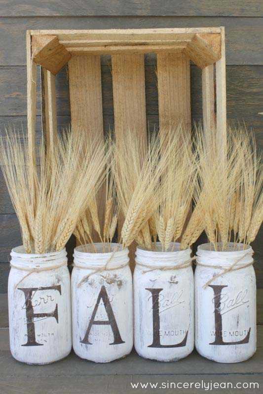 16. Fall Rustic Mason Jars #rusticfall #decorhomeideas