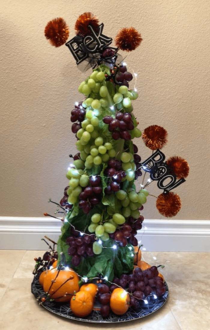 Fruit Halloween Topiary #topiary #halloween #decorhomeideas