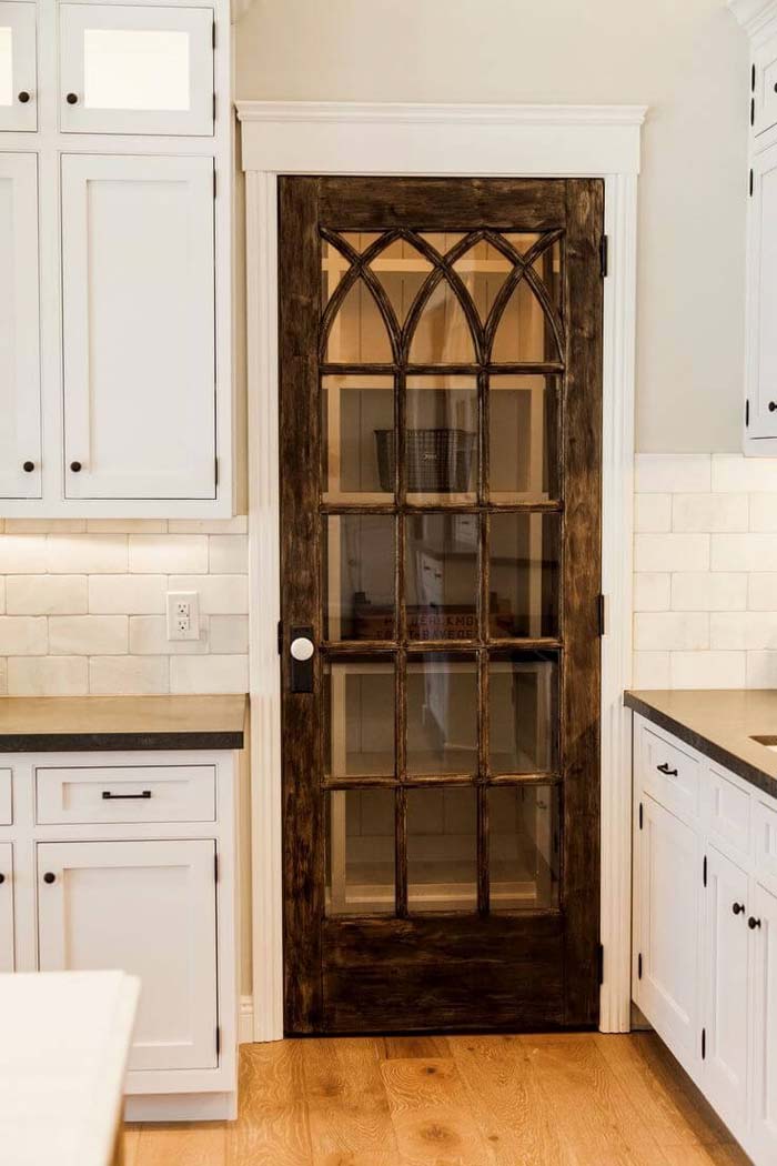 Intertwined Gothic Lattice Glass Pantry Door #repurpose #olddoors #decorhomeideas