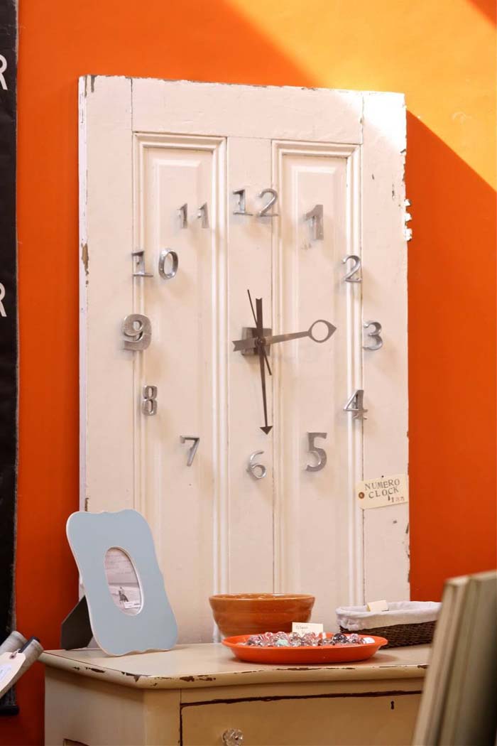 Narrow Pantry Door Study Desk Timepiece #repurpose #olddoors #decorhomeideas