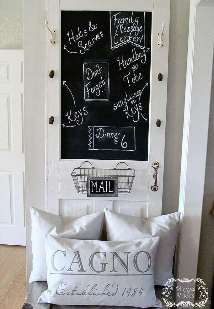 Old-Fashioned Classroom Door Message Center #repurpose #olddoors #decorhomeideas