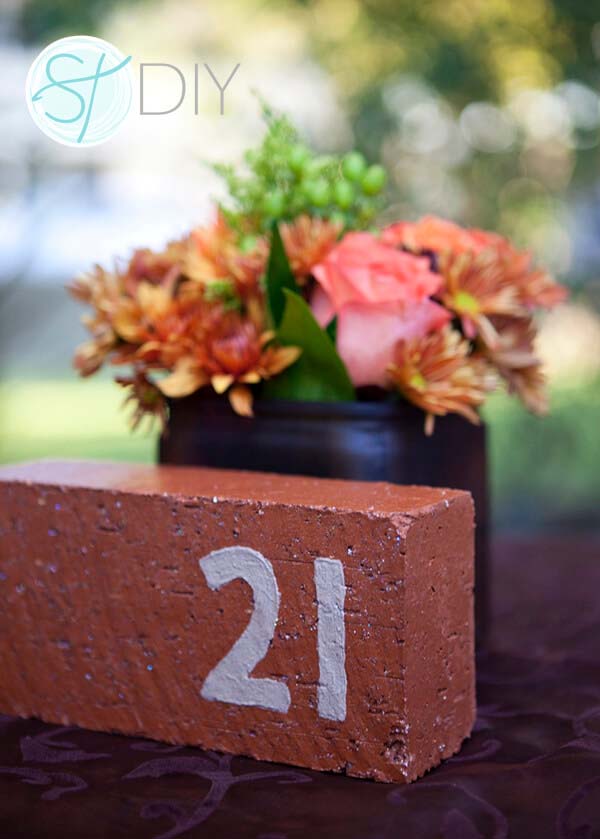 Paint by Numbers on Leftover Bricks #oldbrickideas #decorhomeideas