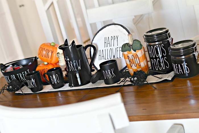 Rae Dunn Inspired Halloween Decorations #farmhouse #halloween #decorhomeideas