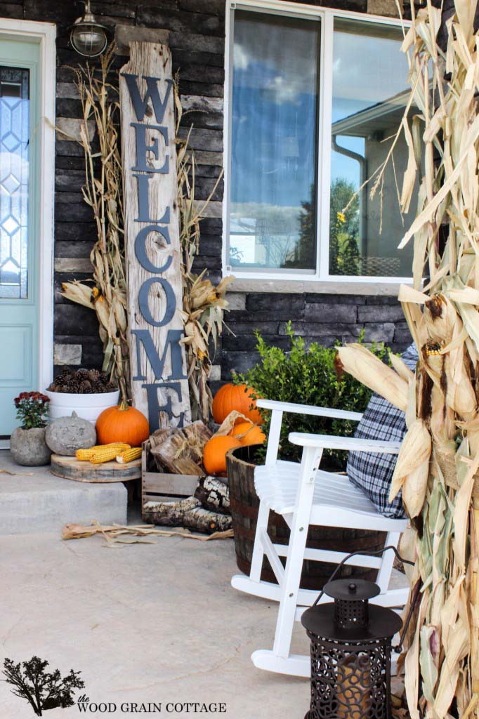 38. Welcome Fall Sign #rusticfall #decorhomeideas