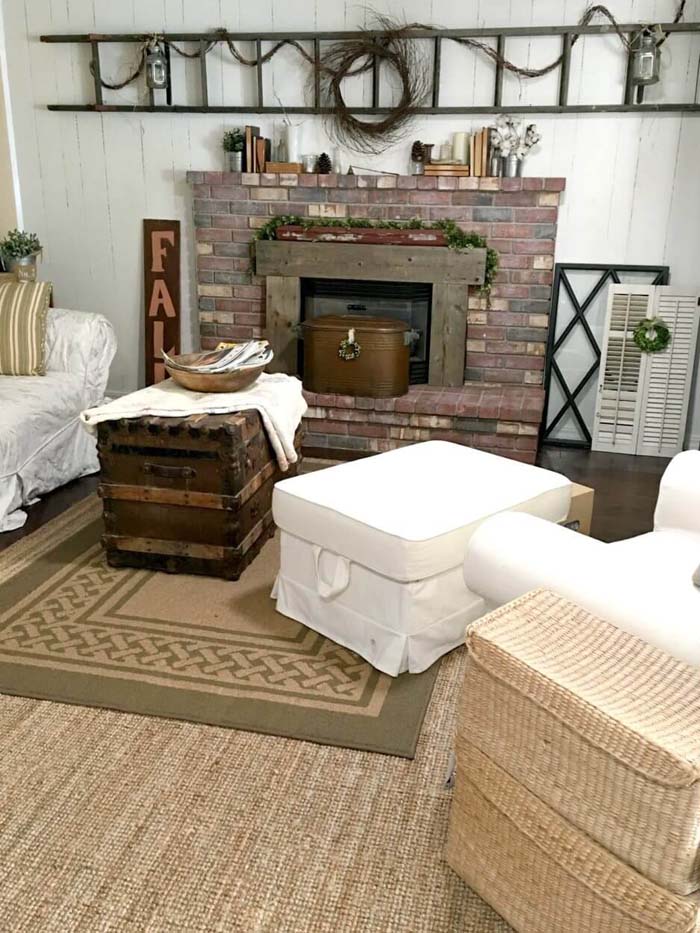 Whitewash a Brick Fireplace for a Simple Makeover #oldbrickideas #decorhomeideas