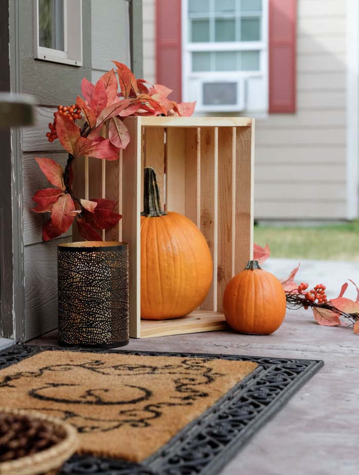 39. Wooden Crates as Fall Porch Decor #rusticfall #decorhomeideas