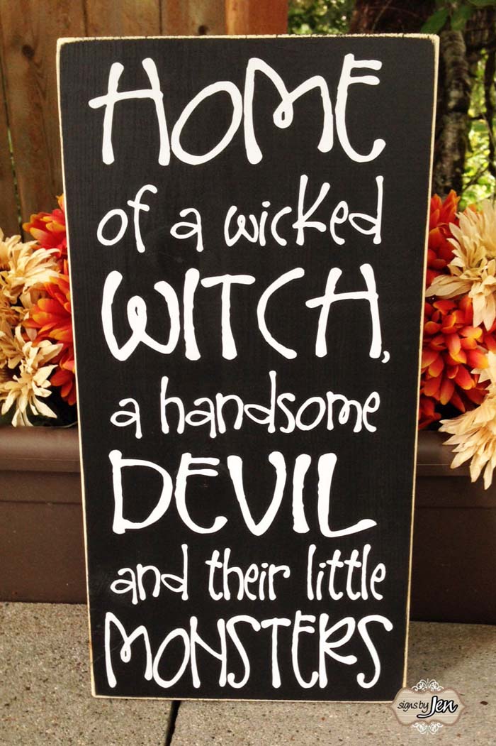 2. A Witch, A Devil, and Some Little Monsters Sign #halloween #decor #decorhomeideas