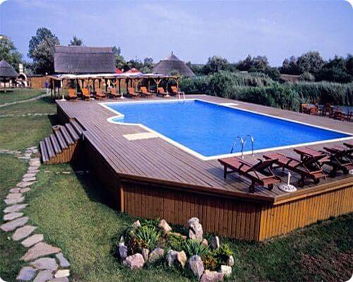 14. Above-Ground Pool with Platform Deck #abovegroundpoolwithdeck #decorhomeideas