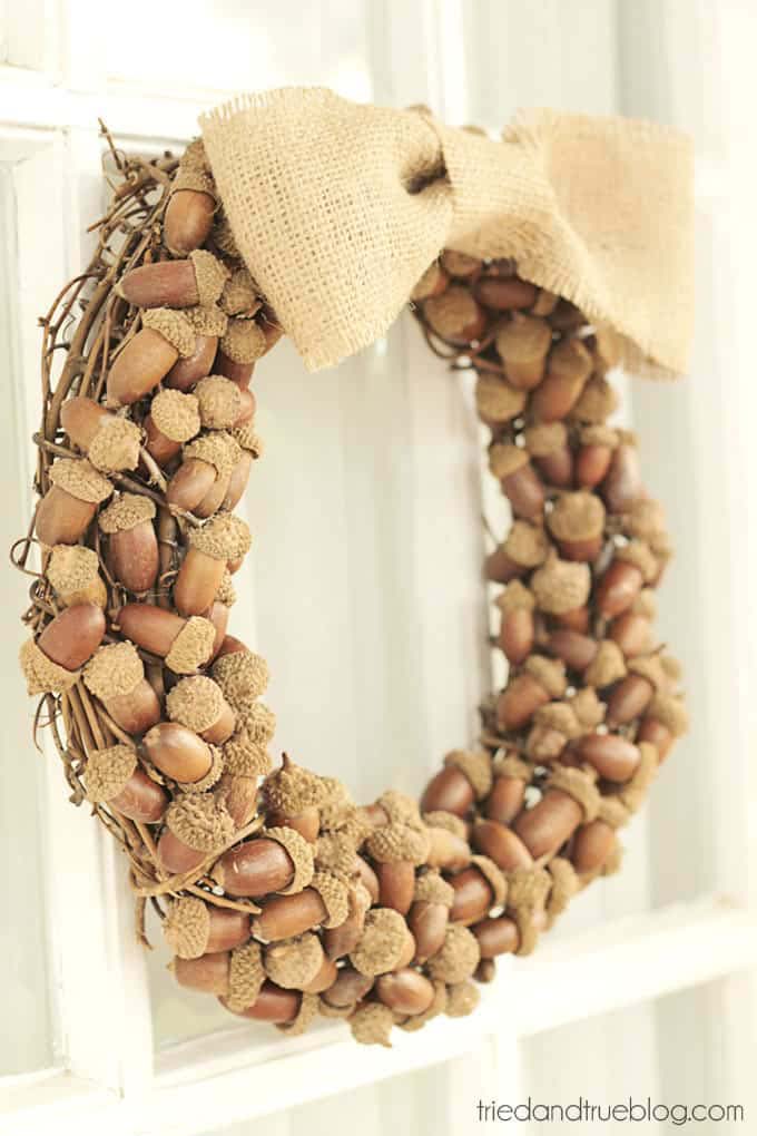 2. Acorn Wreath #dollarstore #falldecor #diy #decorhomeideas